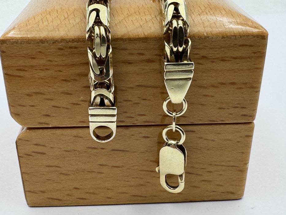 Srebrna pozłacana bransoleta krolewska 925 26,50 g 22,5 cm 4mm