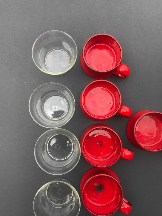 4 filiżanki ,  porcelit , Melitta , Jena Glass , Schott , lata 70-te