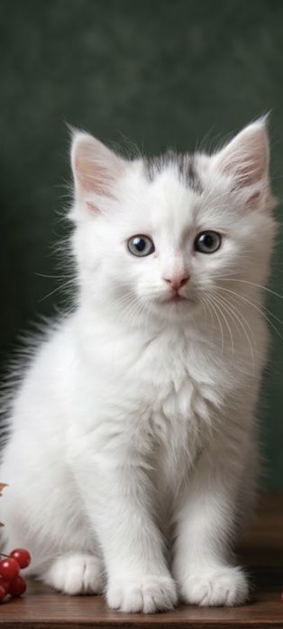 Белый котёнок девочка с изюминкой полтора месяца