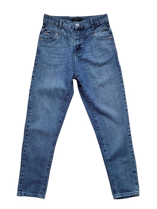 Niebieskie jeansy spodnie damskie 36,S BSL 100% bawełna wysoki stan