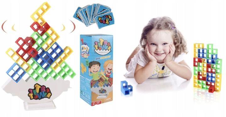 Gra Edukacyjna Układanka Tetra Tower Dla Dzieci Wieża 3d Tetris 48 Klo