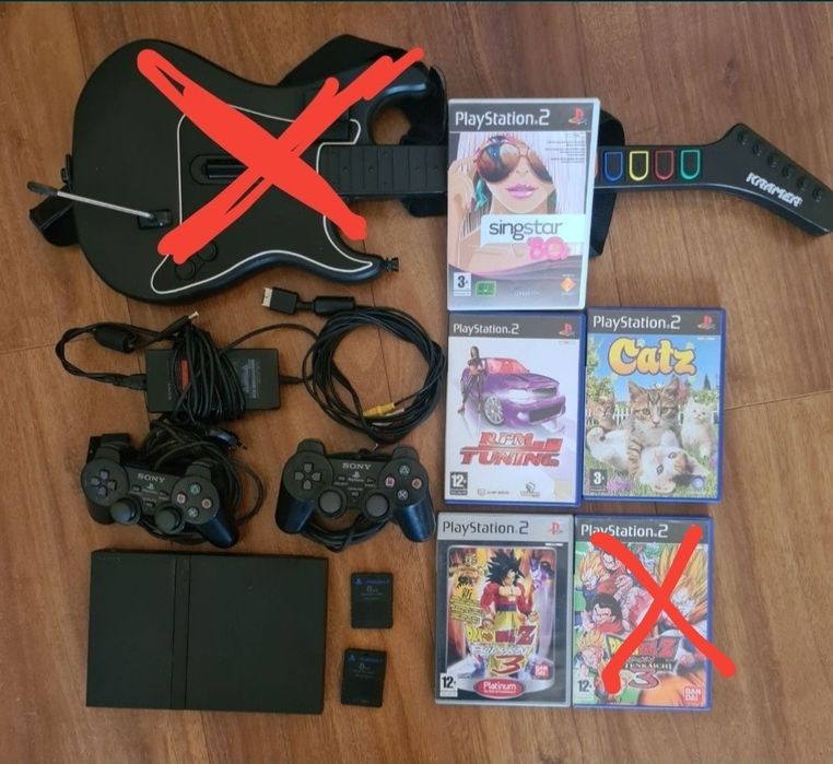 PS2, 2 controllers, 2 8GB memory cards, Dragon Ball Budokai 3, Iron Man, Spider-Man64298077254018120