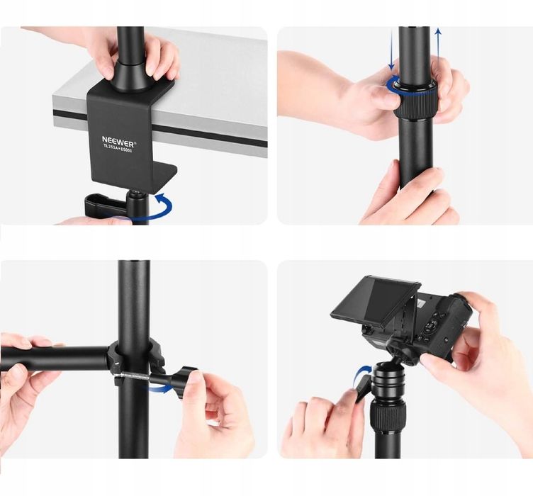 Neewer Dwuramienny Statyw Uchwyt Biurkowy Na Mikrofon Kamerę Oświetlen