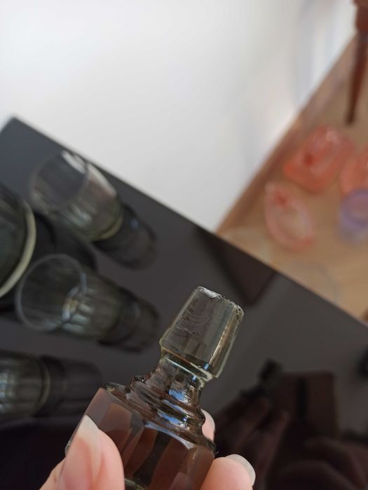 Zestaw do likieru szkło szlifowane Czechosłowacja -  Moser / Bohemia