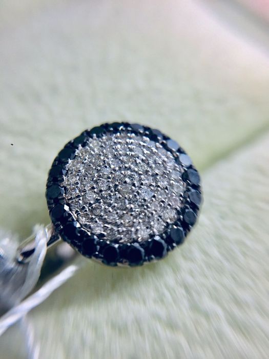 Золотые сережки с белыми и черными бриллиантами. Сова. На заказ!