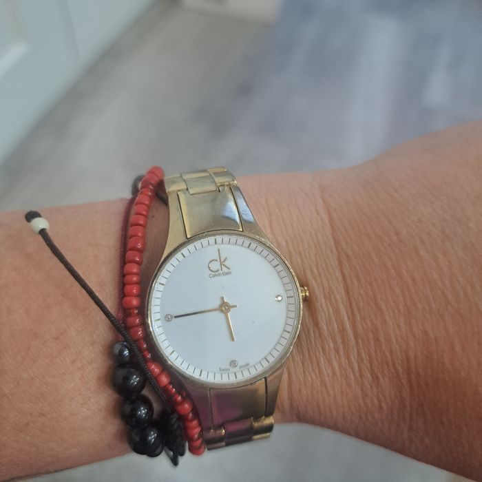 Zegarek damski pozłacany Calvin Klein brylanty