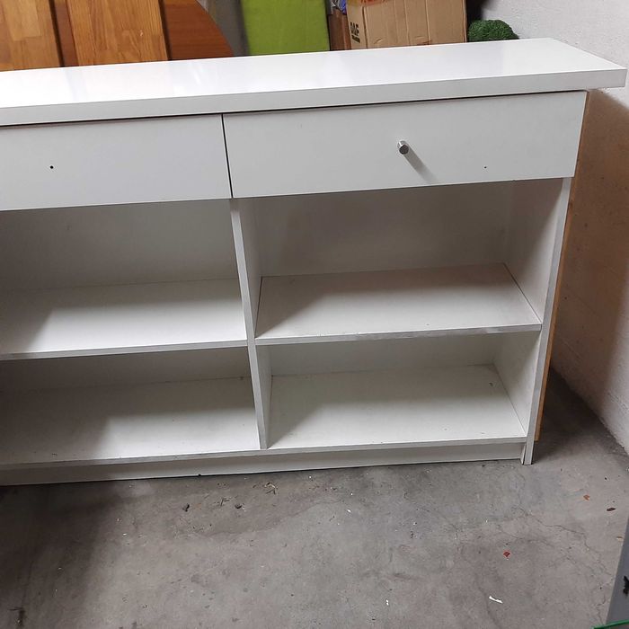 Vendo balcão branco/madeira com 1,90m x 40cm/60cm - altura 90 cm