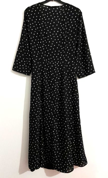 Vestido cruzado preto c/bolinhas da Mango T: M Novo c/etiqueta