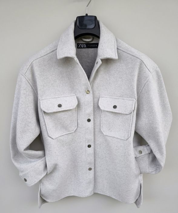 Sobrecamisa com Bolsos / Casaco Camiseiro de Feltro Zara - Como Novo
