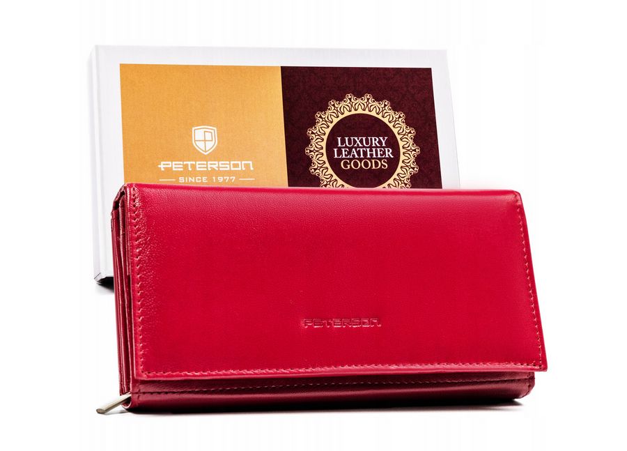 duży, skórzany portfel damski na zatrzask - peterson