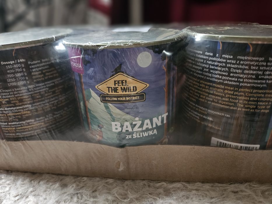 6x Pokusa Feel The Wild mokra karma dla psa BAŻANT ZE ŚLIWKĄ 800 g