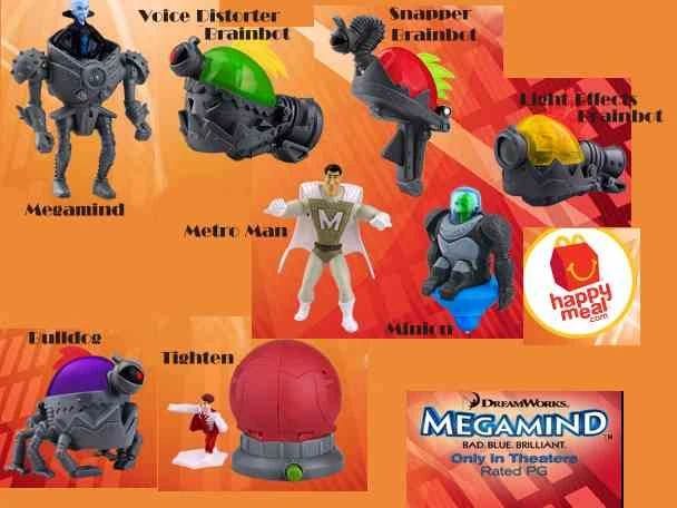 3 Figuras Happy Meal McDonald’s Megamind (2010) – Brainbots