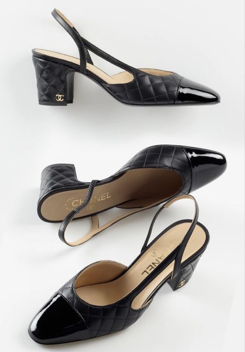 Chanel slingback czółenka CC skóra jagnięca pikowane r.40