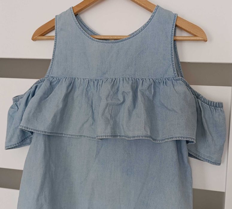 Sinsay denim crop top odkryte ramiona S
