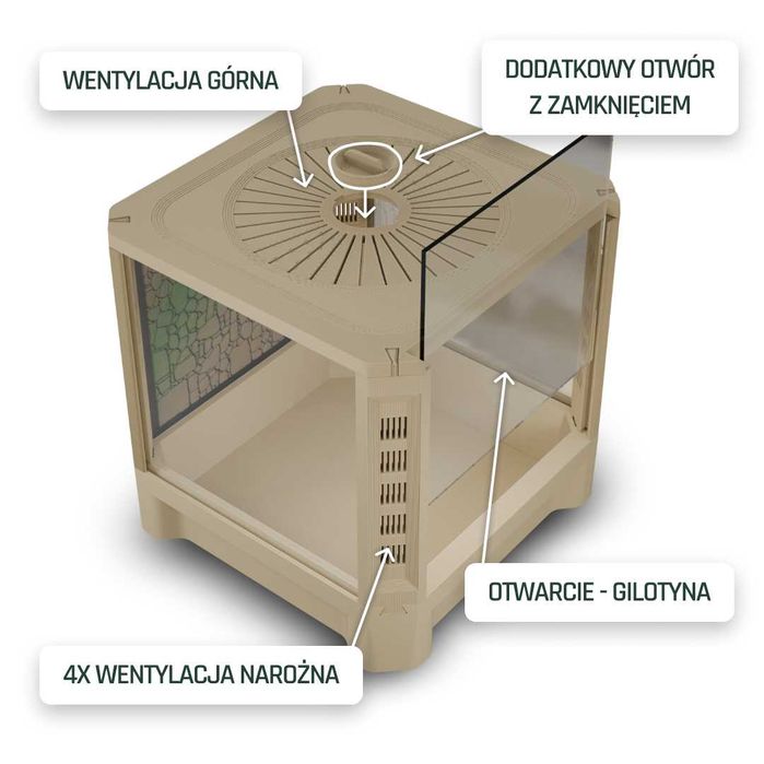 Terrarium 15x15x15 Beżowe Dla Modliszki, Skakuna, Ptasznika, Pająka