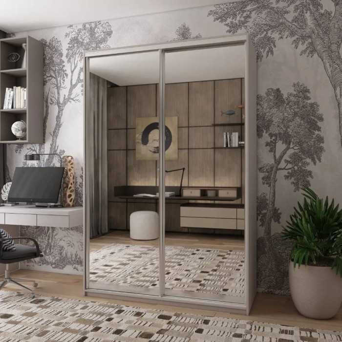 Шкаф-купе 1800×600×2100 – кашемир с зеркалами