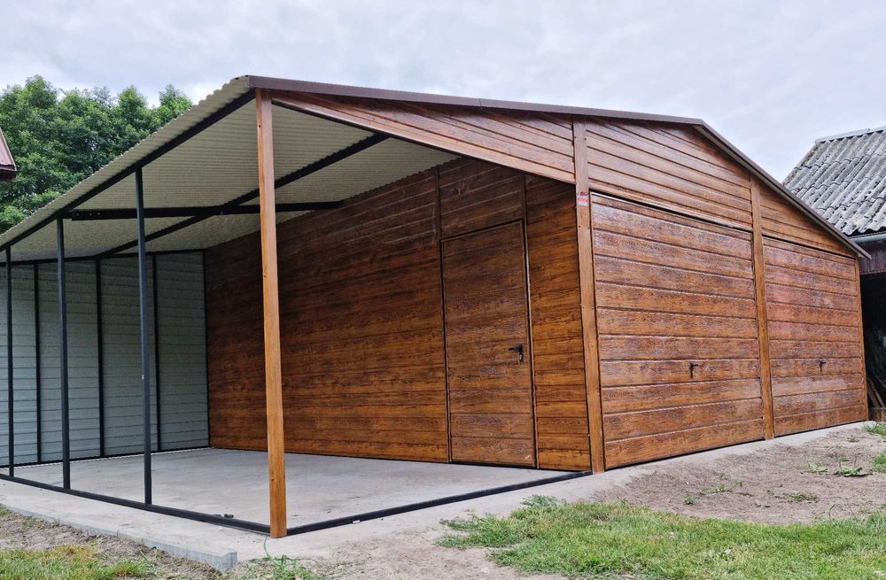 Garaż Drewnopodobny + Grafit Bramy konstrukcja OCYNK