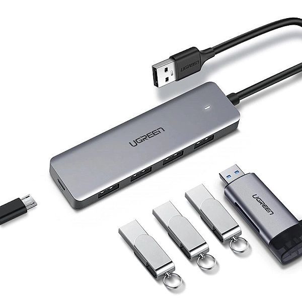 Ugreen rozdzielacz Hub Usb - 4x Usb 3.2 Gen 1 z portem zasilania micro