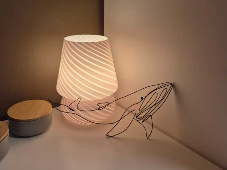 Figurka wieloryb line art minimalistyczna ozdoba na półkę biurko loft