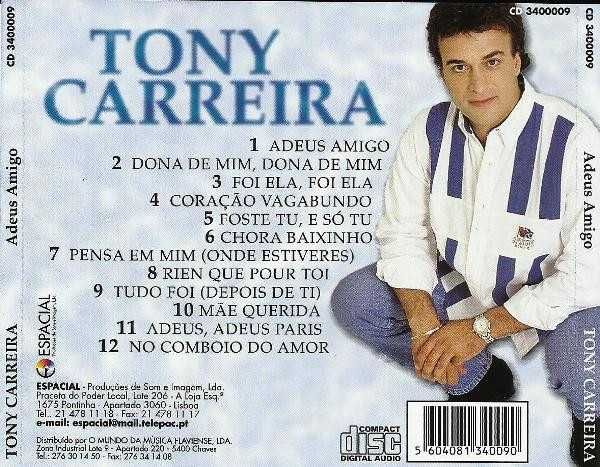 Tony Carreira ‎– Adeus Amigo CD