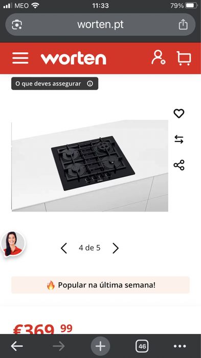 Placa de Gás BOSCH PNP6B6B90 (Gás Natural - 59 cm - Preto)NOVA