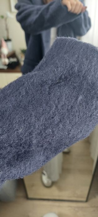 Wełniany klasyczny granatowy płaszcz Savida XL 42 44 ozdobne guziki