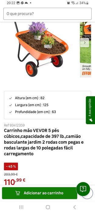 Carrinho de Mão para Jardinagem