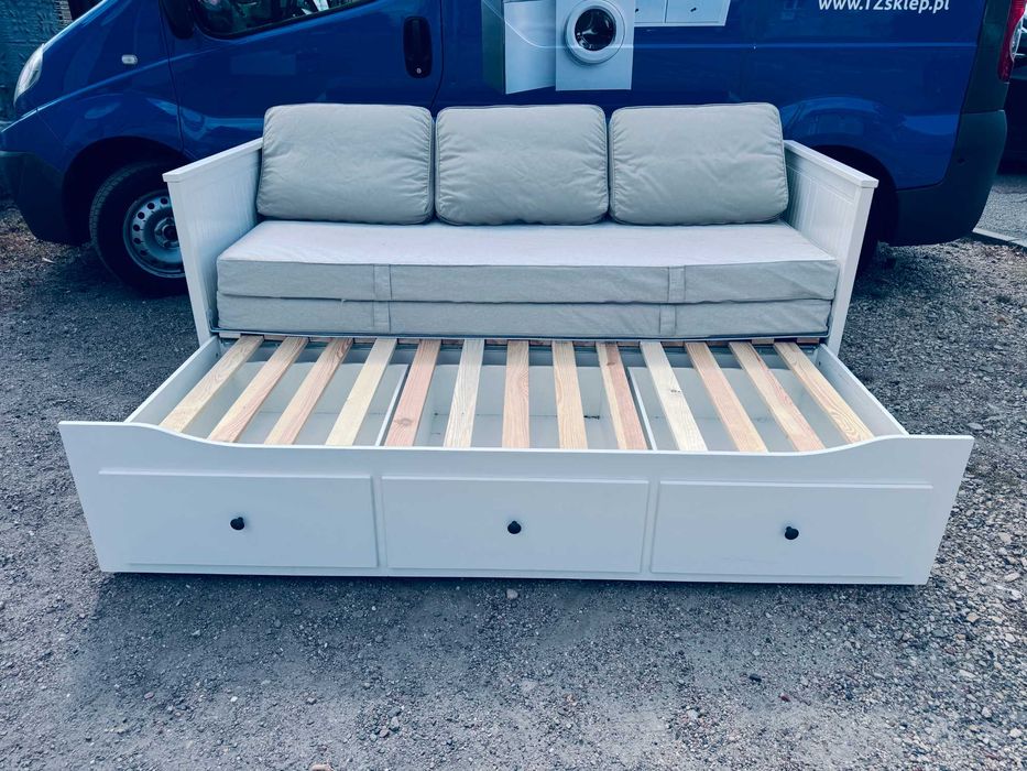IKEA HEMNES Leżanka Łóżko z 3 szufladami, 2 materace , 3 poduszki białe Transport