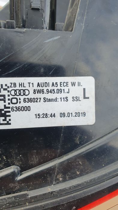 Audi A5 8W coupe   lampa tylna lewa LED 8W6945091J ORYGINAŁ