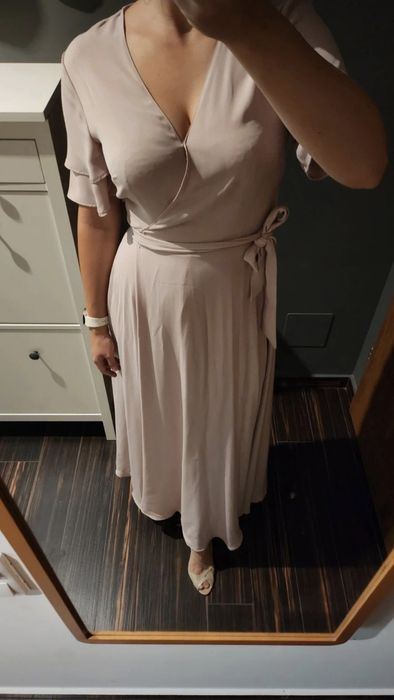 Kopertowa sukienka maxi elegancka M L 38 40 h&m