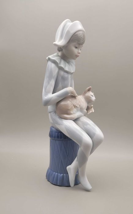 Статуэтка " Арлекин с кошкой " Nao Lladro Испанин 23.5см