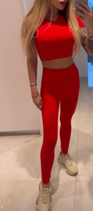 Czerwony nowy komplet set zestaw fitness