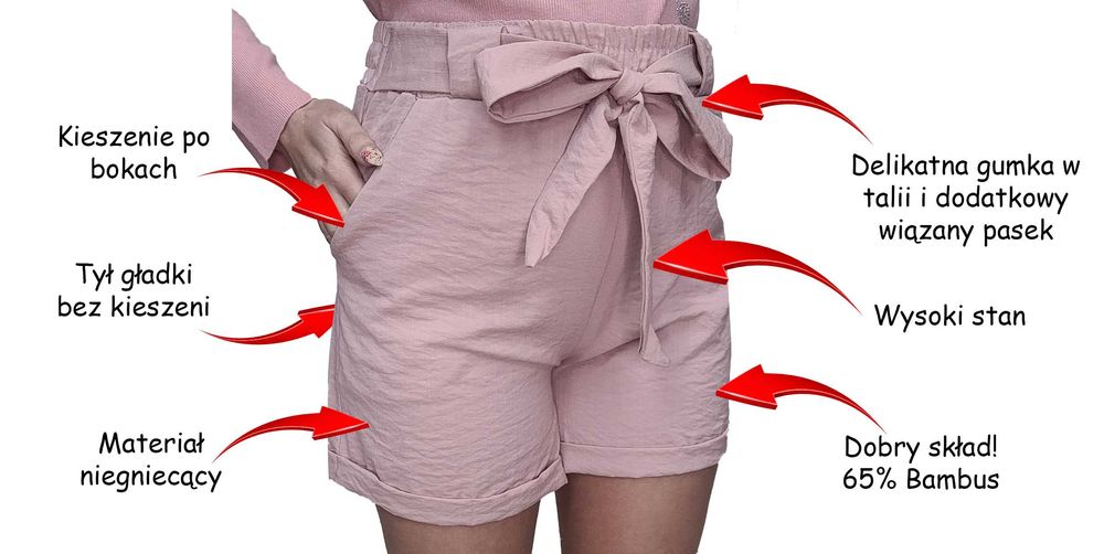 4 KOLORY Spodenki bambusowe damskie Tu kupujesz 2XL/3XL KHAKI