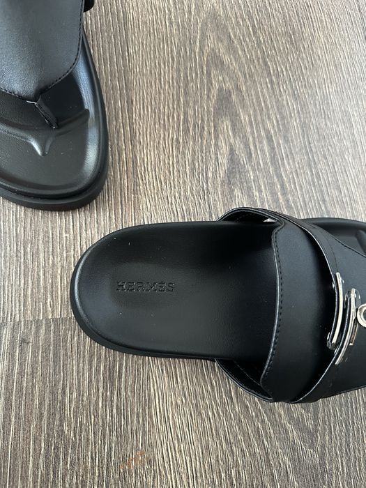 Тапки Hermes шкіряні