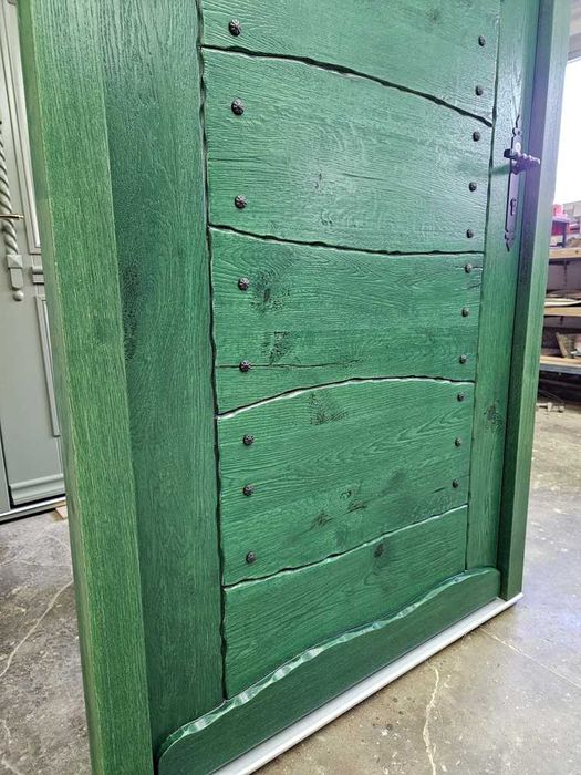 Drzwi DŁUGOSZ drewniane zewnętrzne wejściowe góralskie dębowe GOTOWE