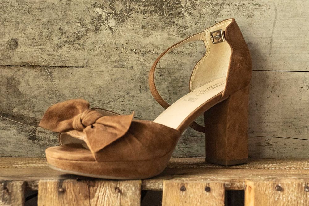 5th Avenue - piękne skórzane sandały zamszowe kokarda boho retro 39