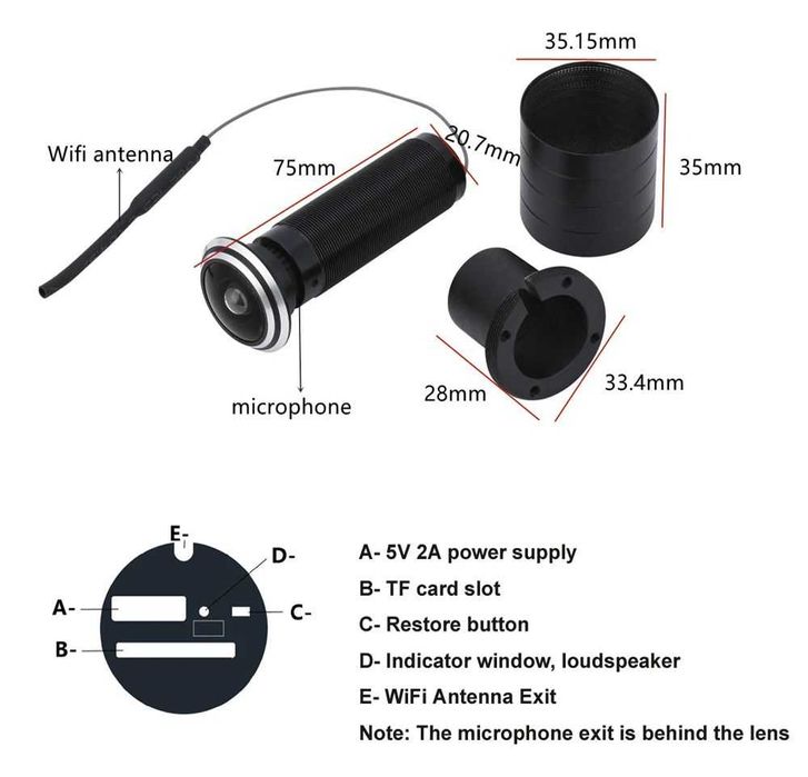 Цифрове око в двері, з нічним баченням. Економ безпека 24/7.