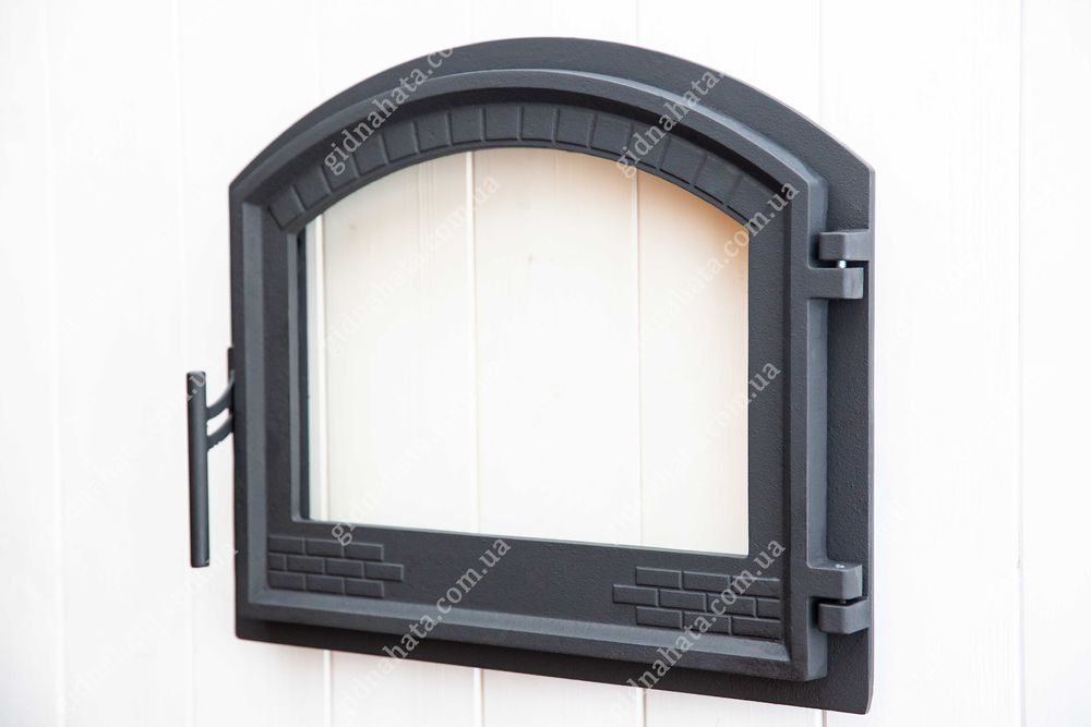 Дверцы чугунные для камина с термостойким стеклом 42х49см