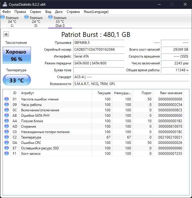 SSD диск 480GB Patriot BURST (SATA3 \ 2.5"). Trade-IN