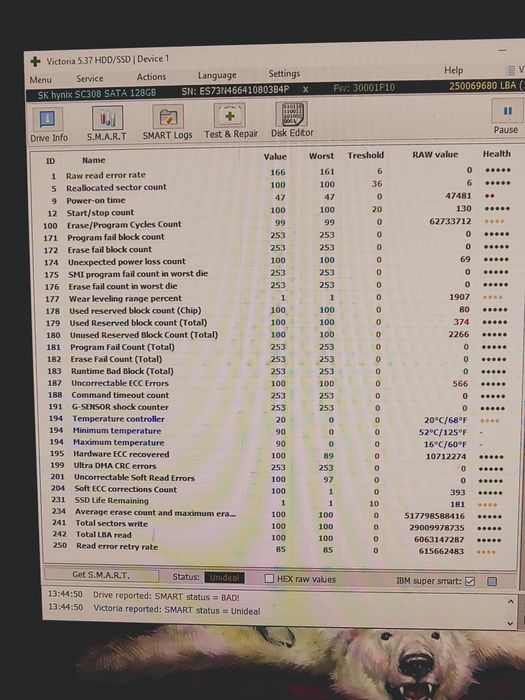 SSD SC Hynix SC309  MLC, з великим напрацюванням