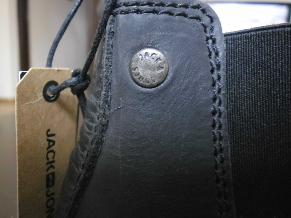 Buty sztyblety męskie skórzane - JACK JONES