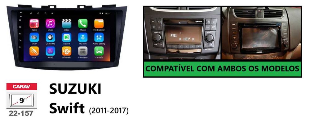 (NOVO) Rádio 2DIN • SUZUKI Swift (2004 a 2017) • Android GPS [4+64GB]