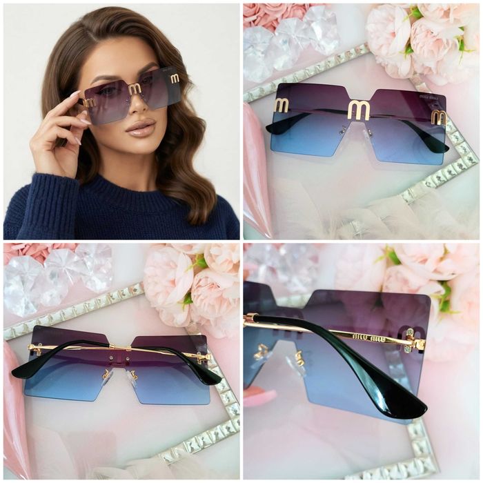 Damskie okulary przeciwsłoneczne Miu gradient bez ramek unikat