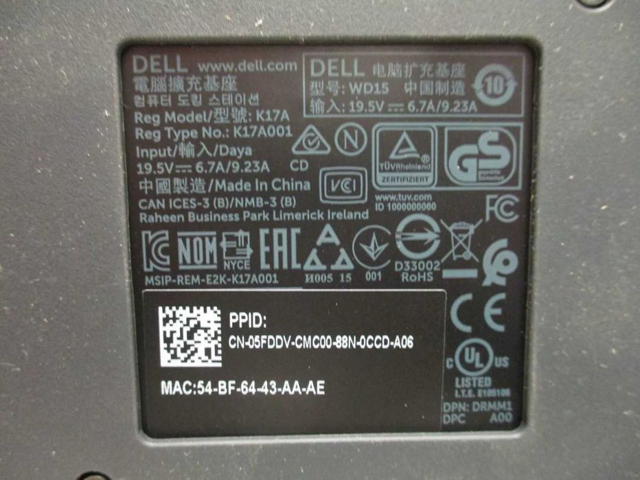 Док станція DELL WD15 Model K17A + блок живлення 130W