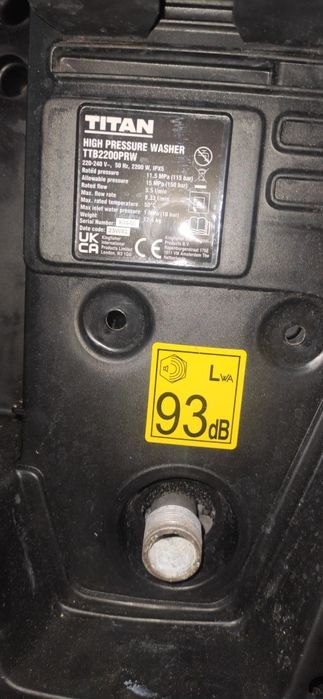 Myjka ciśnieniowa Titan TTB2200PRW 150bar wysokociśnieniowa 2.2kW 230V