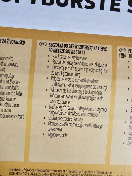 Szczotka do sierści zwierząt na ciepłe powietrze