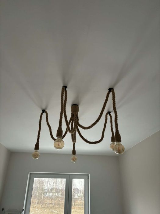 Lampa sufitowa żyrandol loft liny