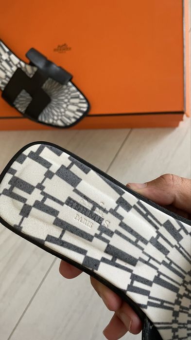 Klapeczki Hermes damskie biało czarne lato viral