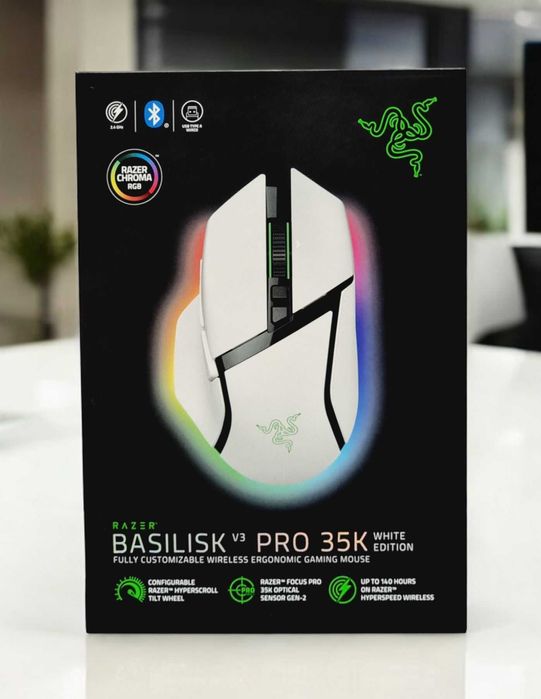 Миша Razer Basilisk V3 Pro 35K Wireless/USB White (бездротова)