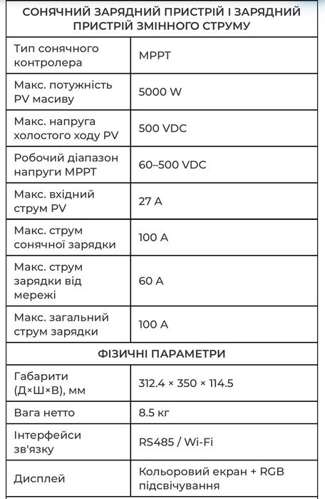 Інвертор ANENJI 5KW 48V ANJ-5KW-48V-WIFI